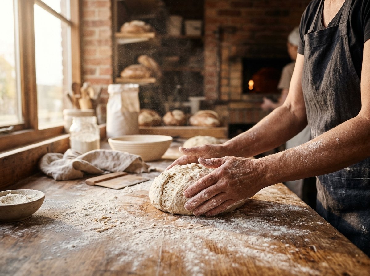 Baker Menguleni Adonan Roti Moli